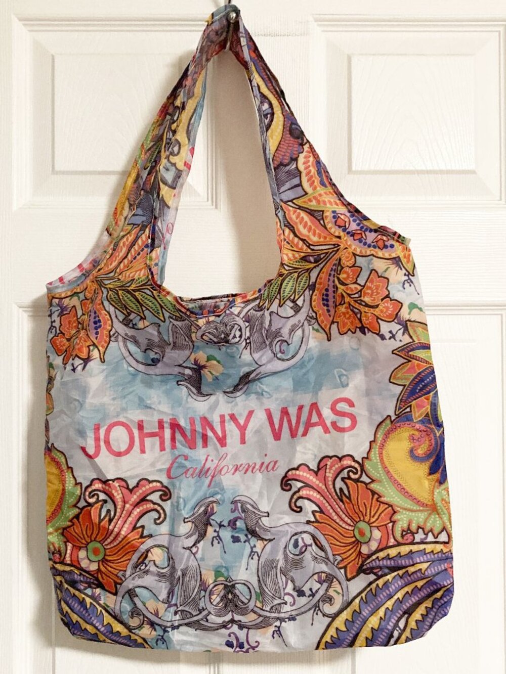 Johnny Was Floral Packable Reusable Tote Bag Double-Handle Open Top